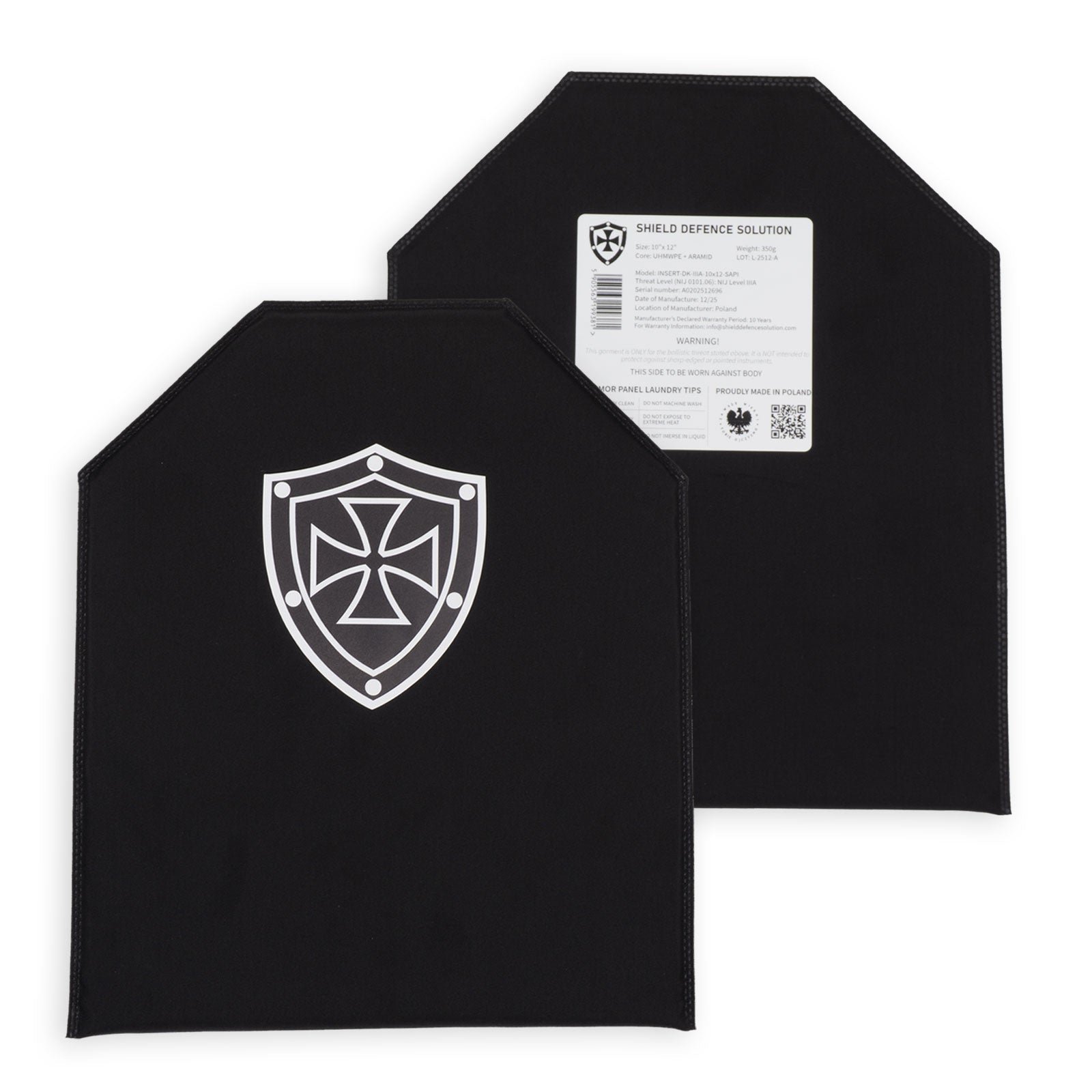 10"x12" Soft Armor Insert Panels SAPI | Front & Back Protection - Shield Defence Solution